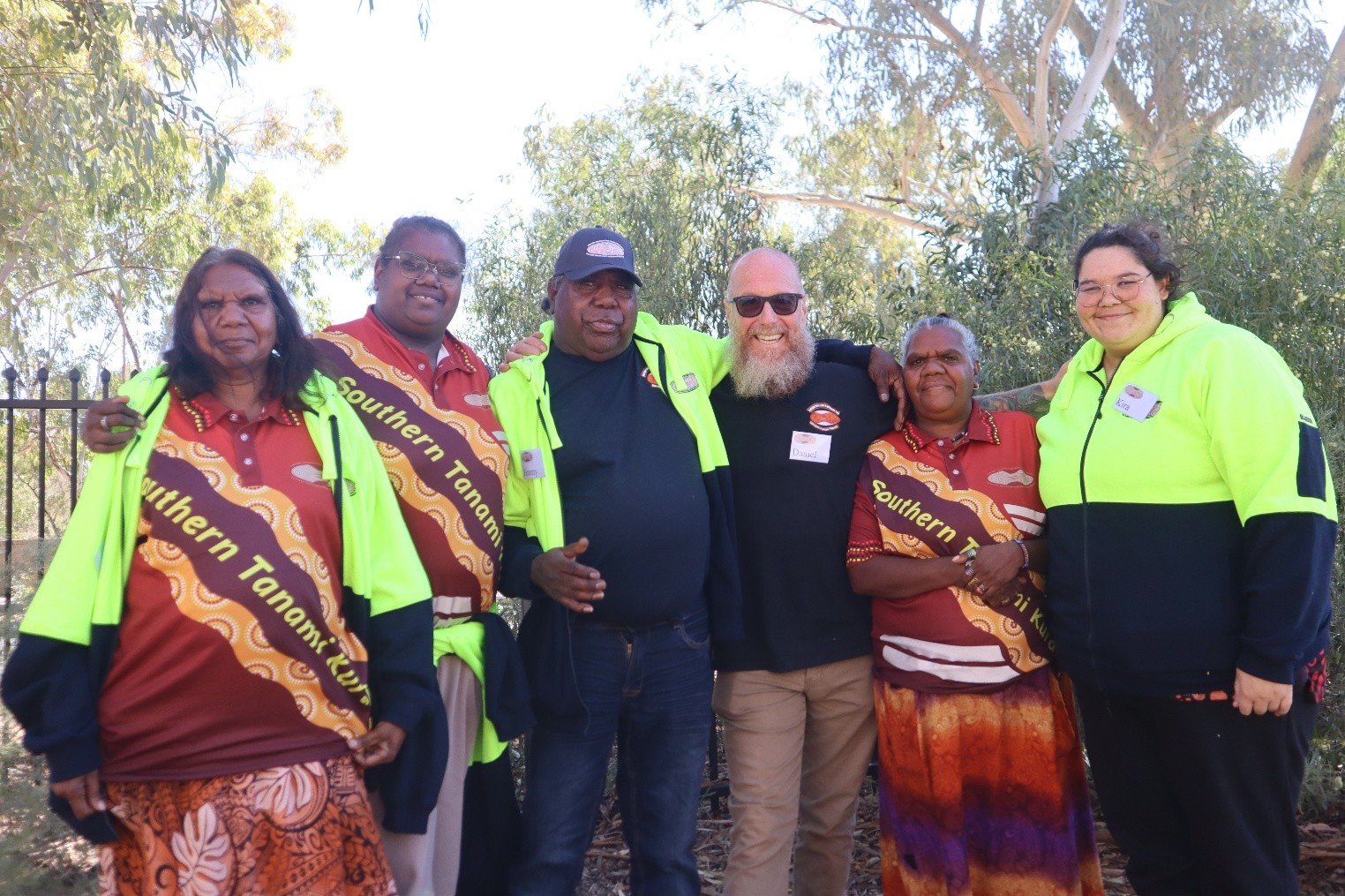 The Southern Tanami Kurdiji Community Safety Patrol Team from Yuendumu at the Central Australia Community Safety Patrol Forum, May 2025.