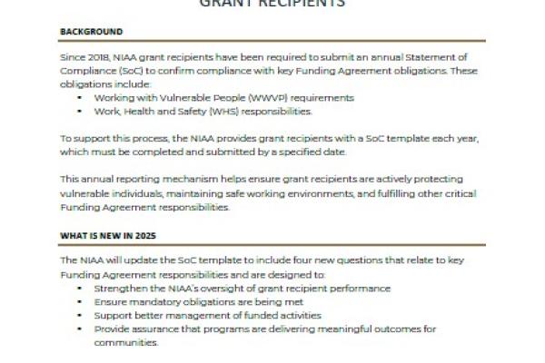 Guidance on Annual Statement of Compliance Reporting for Grant Recipients thumbnail