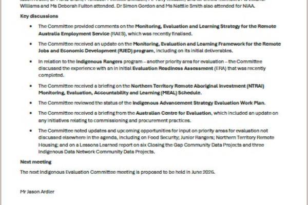 Indigenous Evaluation Committee Communique - 18 February 2026