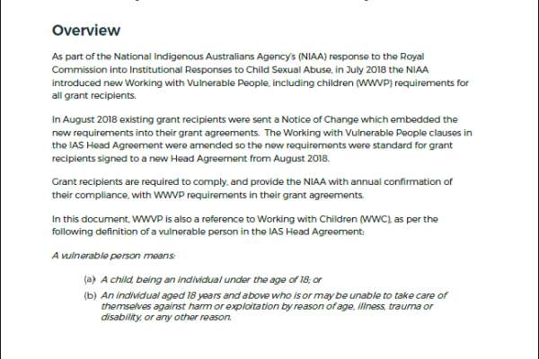 Guidance WWVP reporting